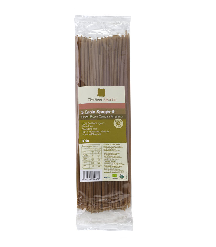 Olive Green Organics 3 Grain Spaghetti (300g)